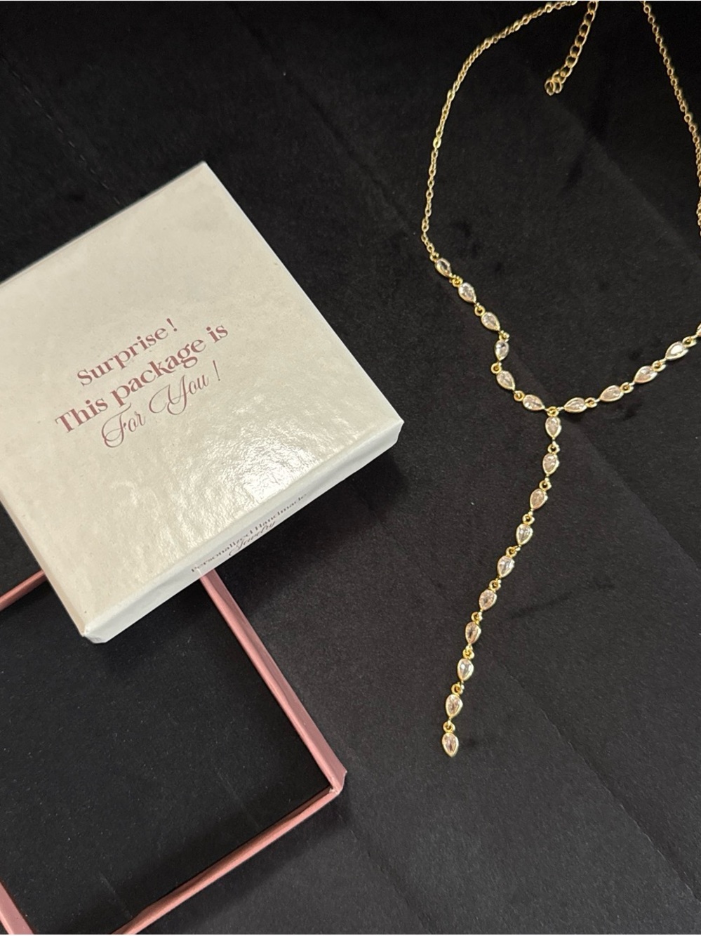 Delicate Gold Y-Style Crystal Drop Necklace